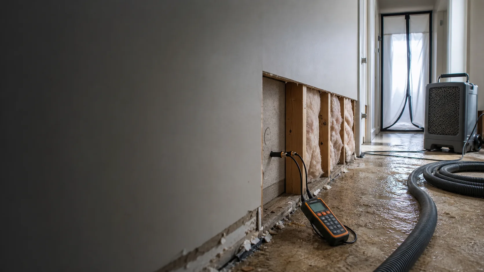 Safety & contamination check stage of a Fort Myers water damage restoration project